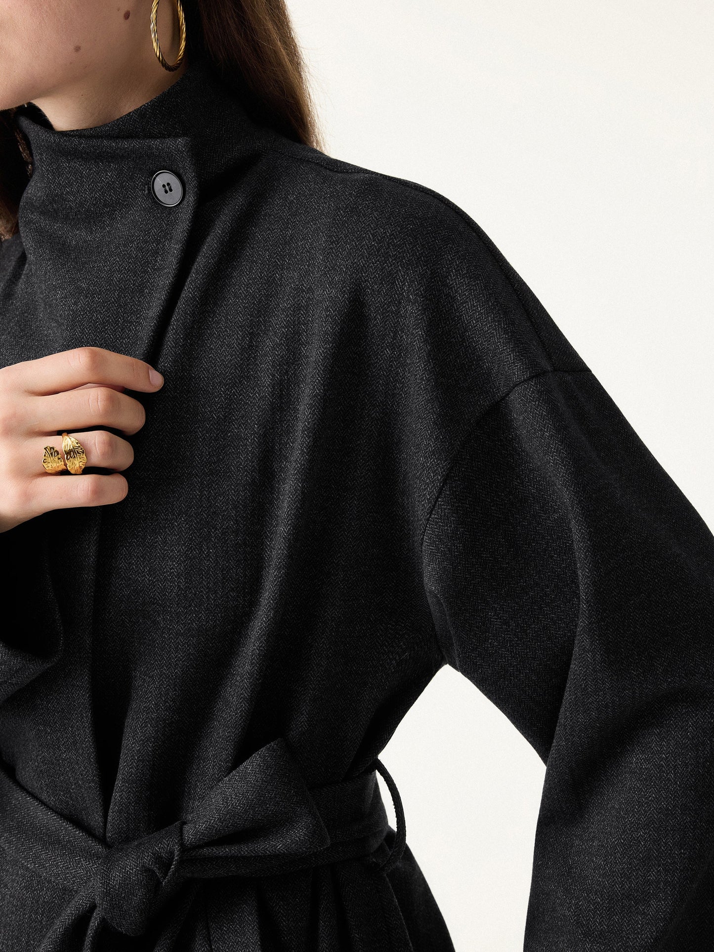 Veste rétro VORLADI avec ceinture et poches en motif chevron