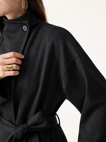 Veste rétro VORLADI avec ceinture et poches en motif chevron