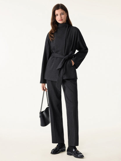 Veste rétro VORLADI avec ceinture et poches en motif chevron