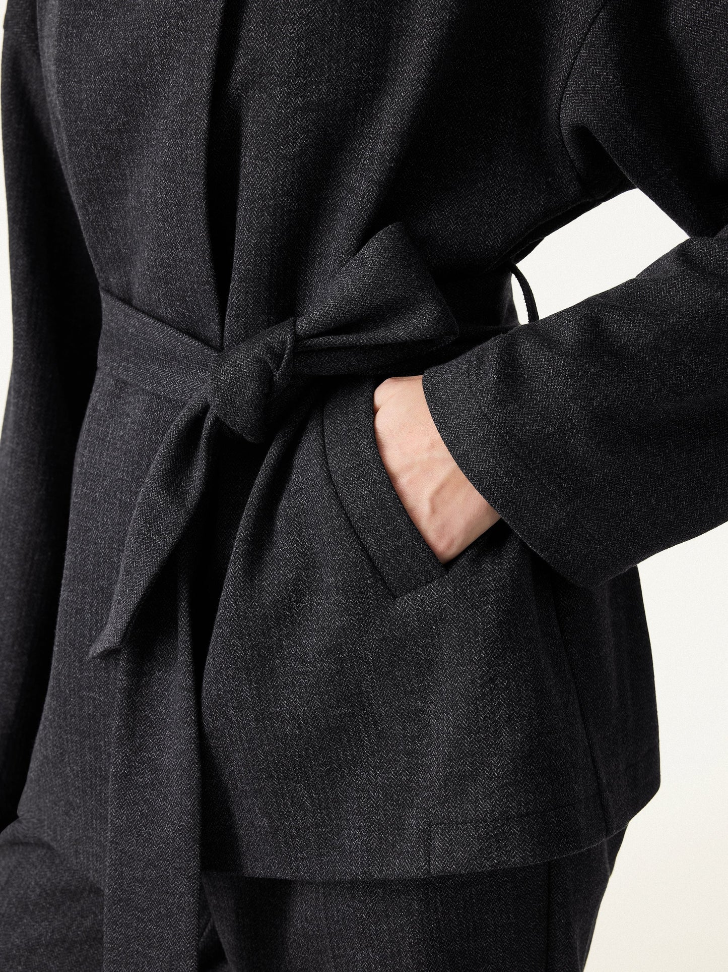 Veste rétro VORLADI avec ceinture et poches en motif chevron