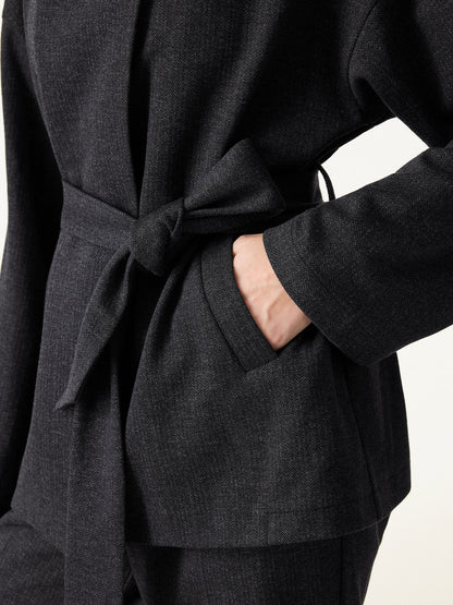 Veste rétro VORLADI avec ceinture et poches en motif chevron